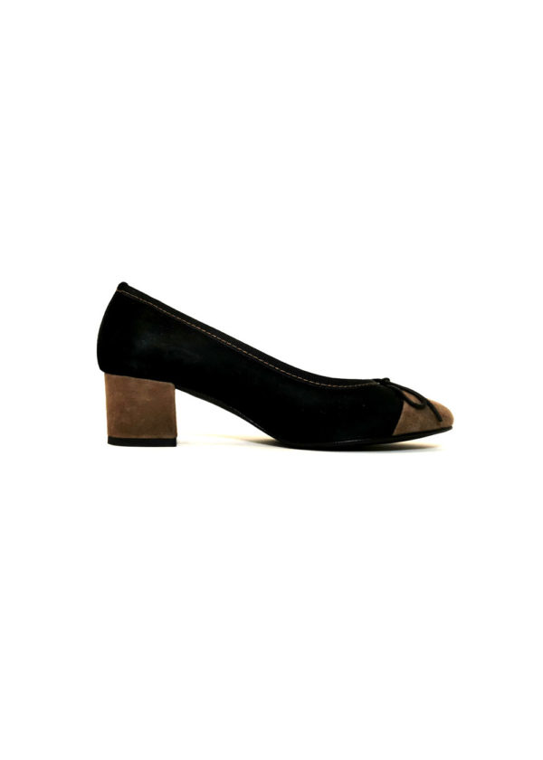 Scarpe Aragì - Decollette Tacco 4,5cm in Pelle Scamosciata - Vita - Nero/Tortora